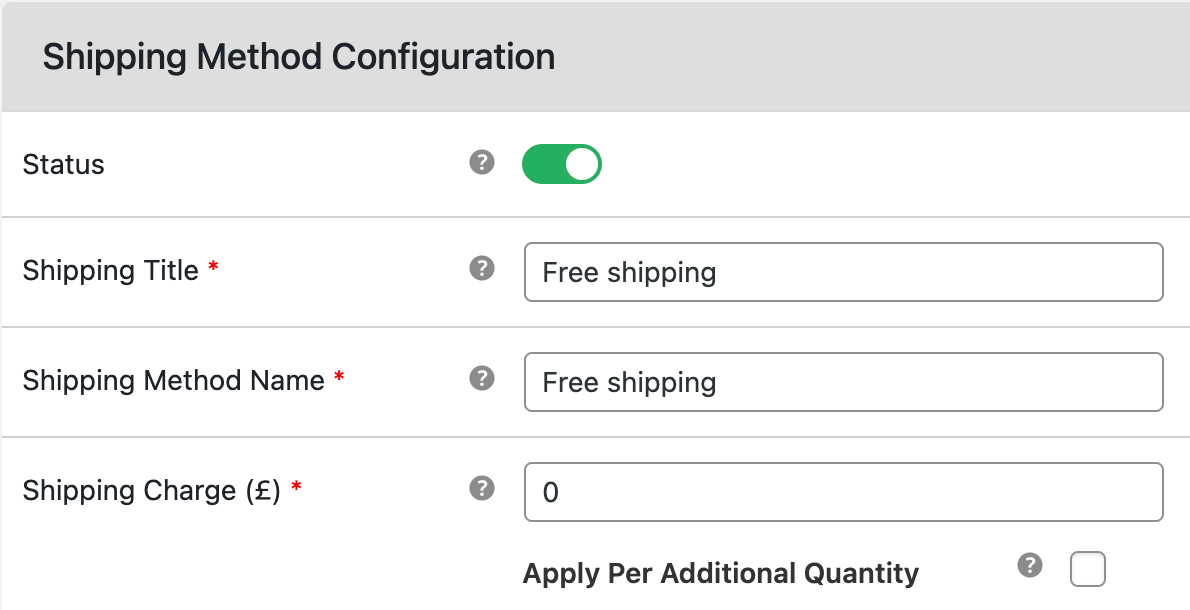 Add free shipping title and price