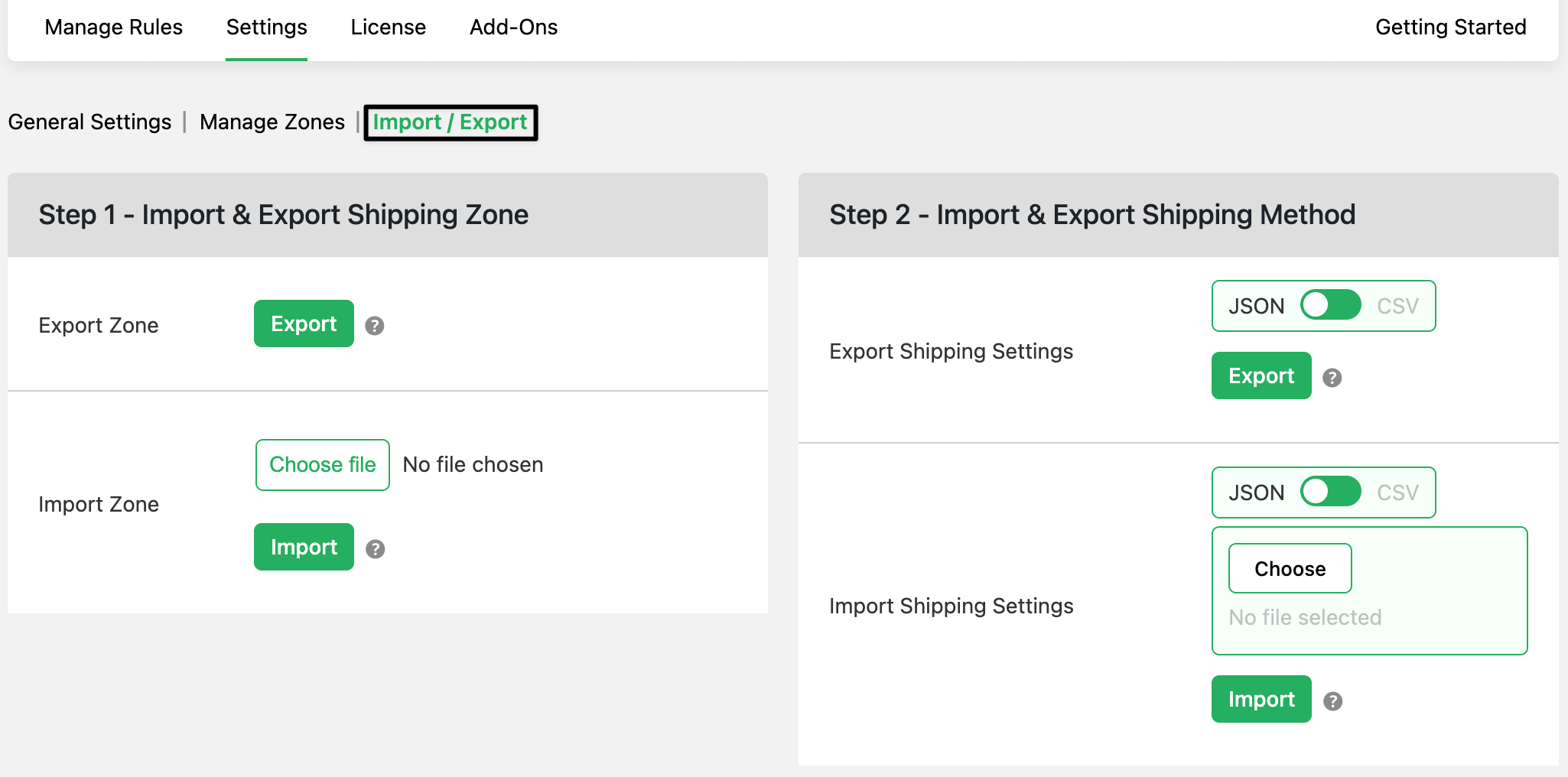 Import export shipping zone