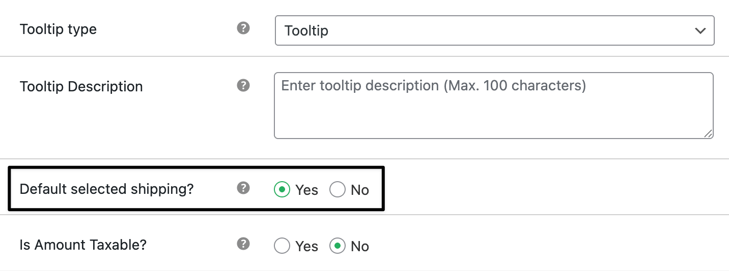 default selected shipping method setting