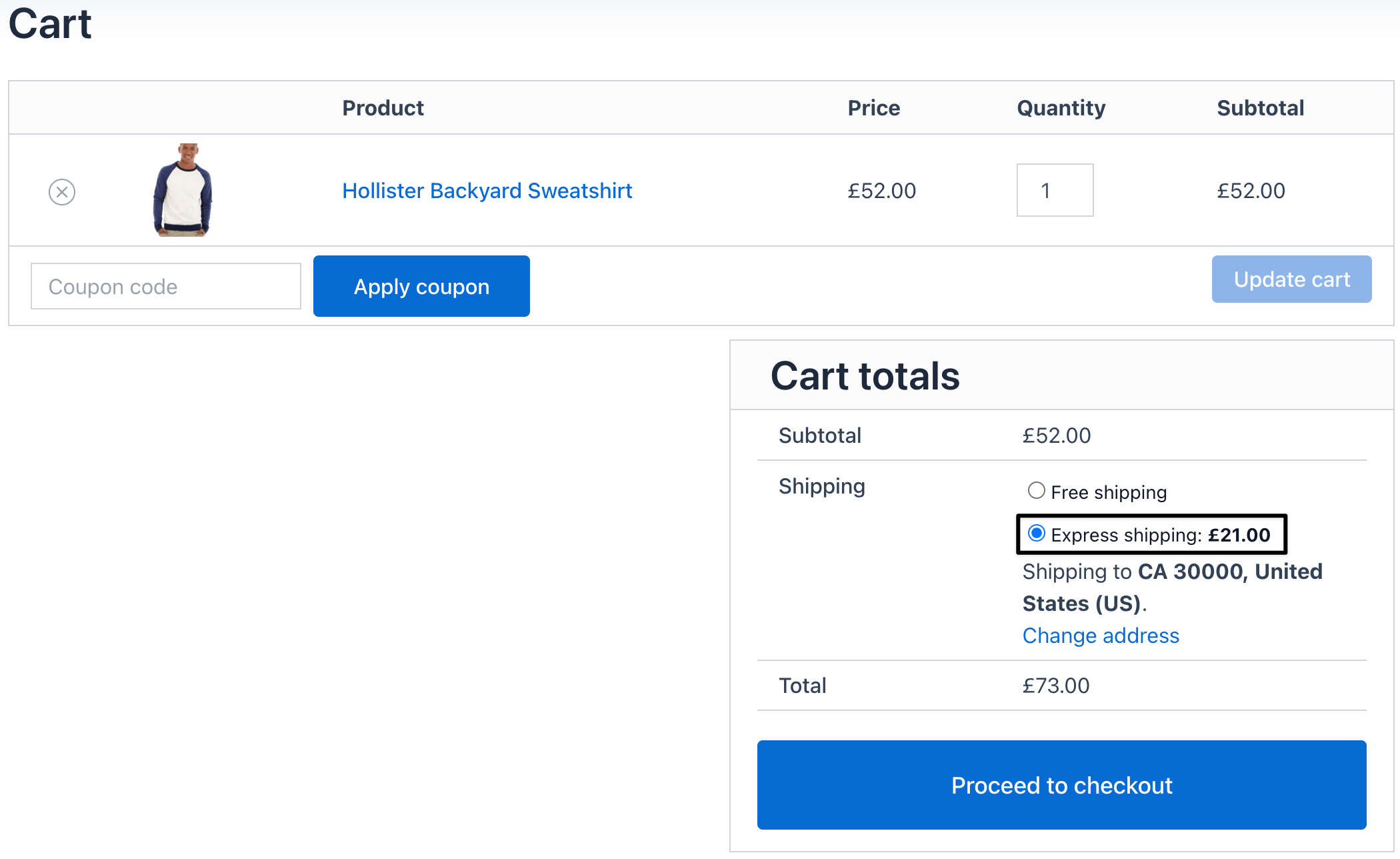 default shipping selected