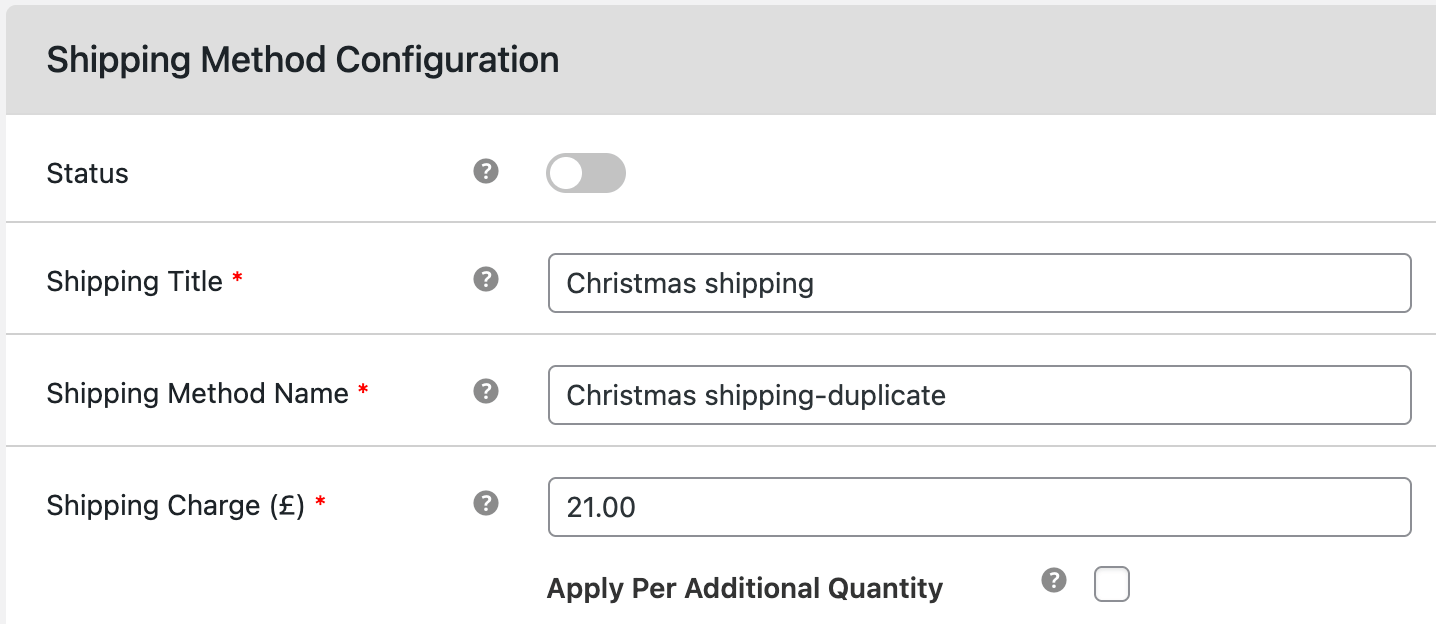 Generate duplicate shipping method