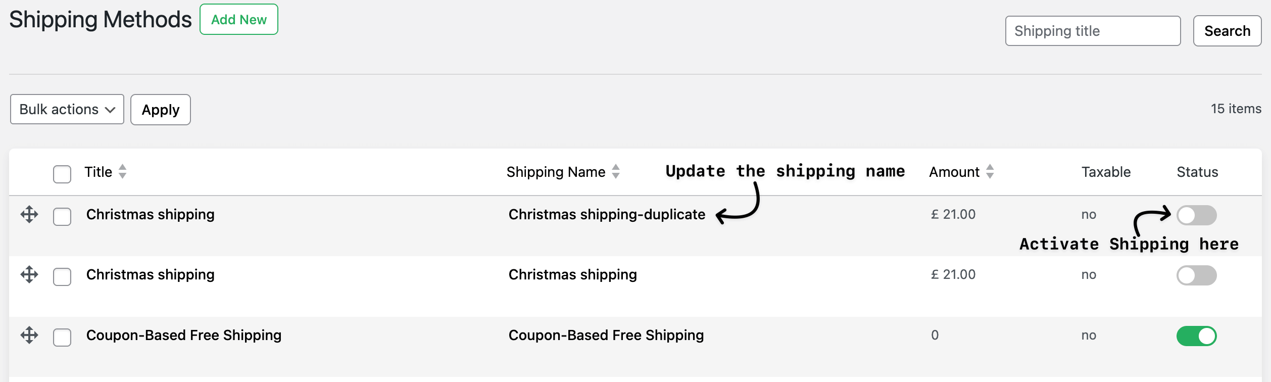 activate duplicate shipping