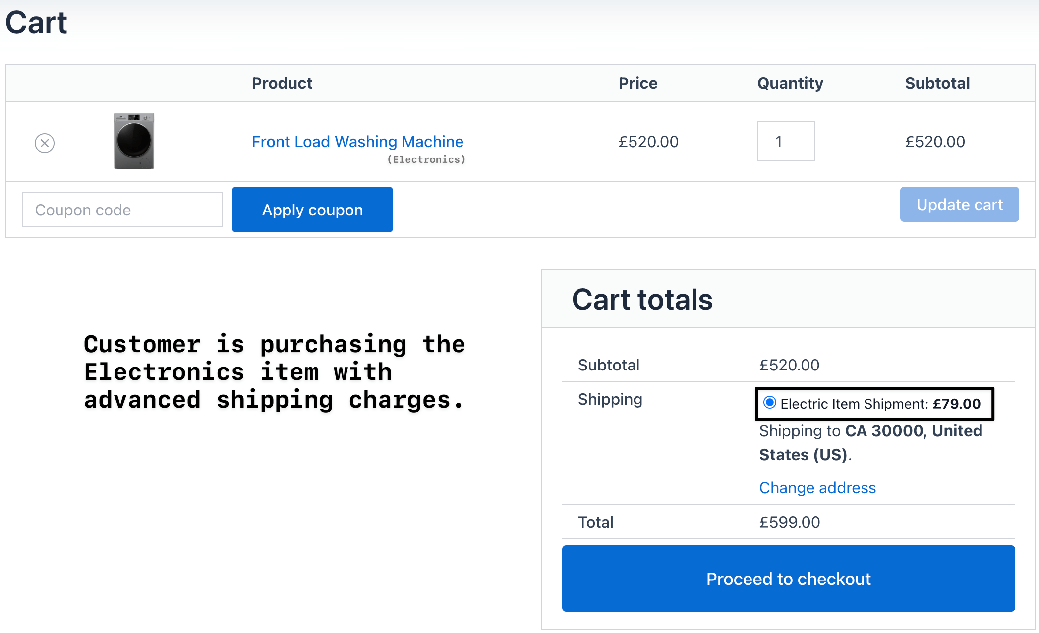 category based shipping method on cart page