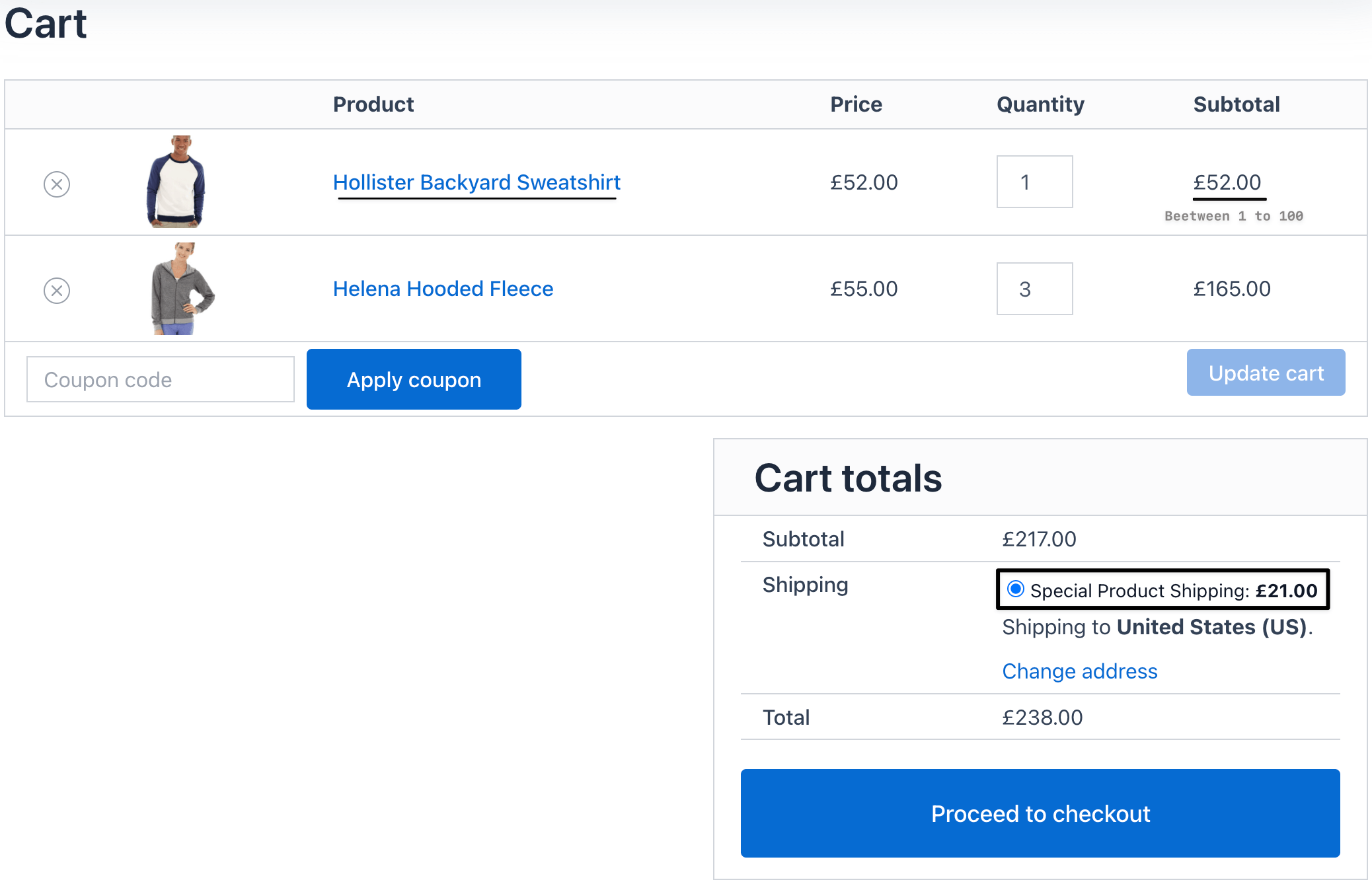 cost on product subtotal range shipping checkout