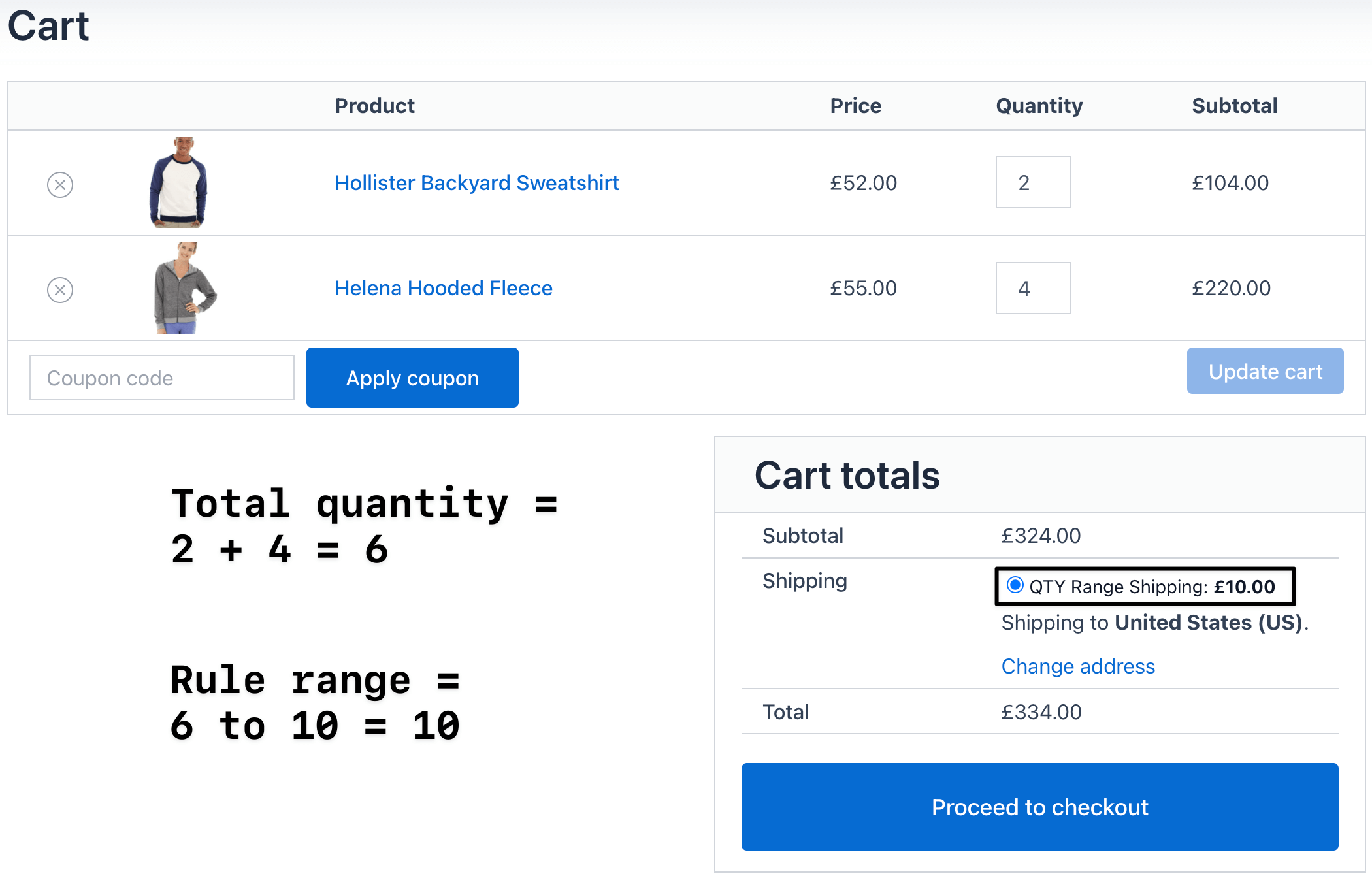 range based shipping charges checkout