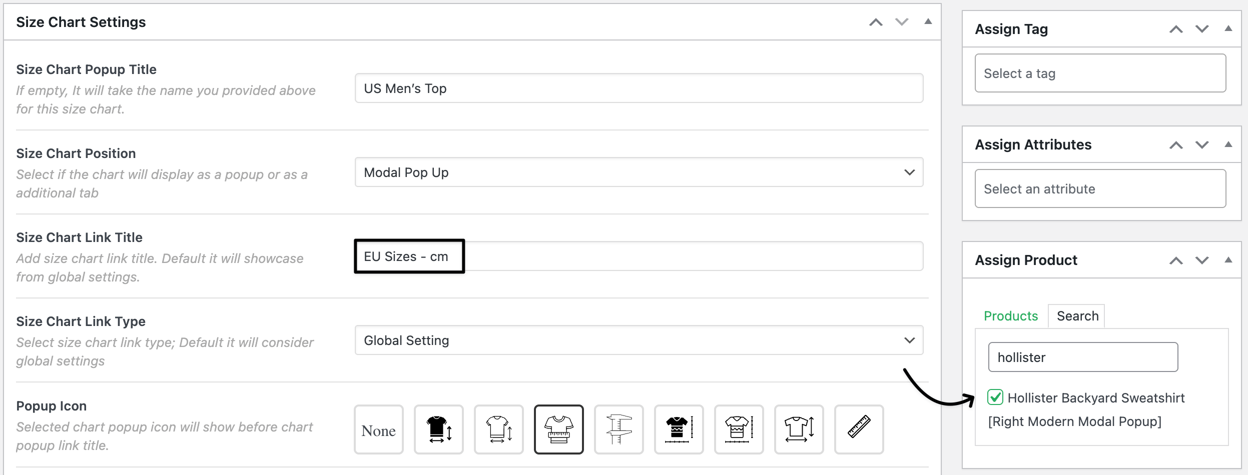 size setting in cm