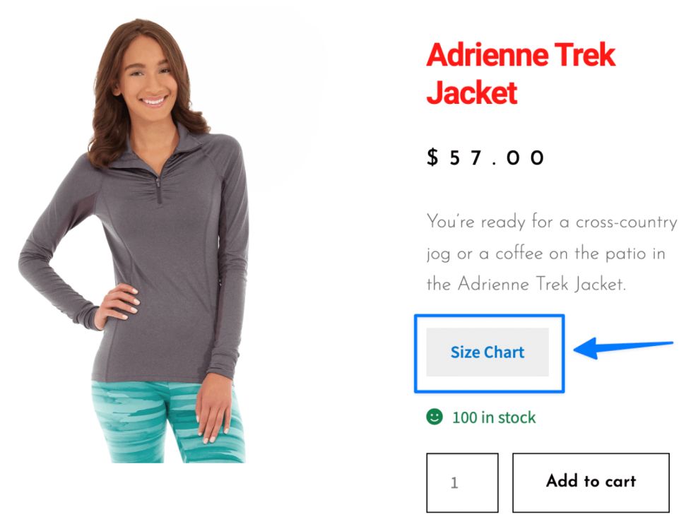 divi product page with chart