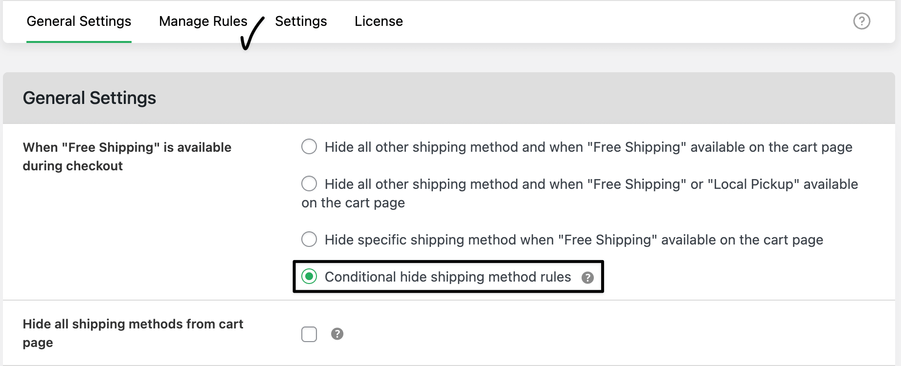 general settings for rules