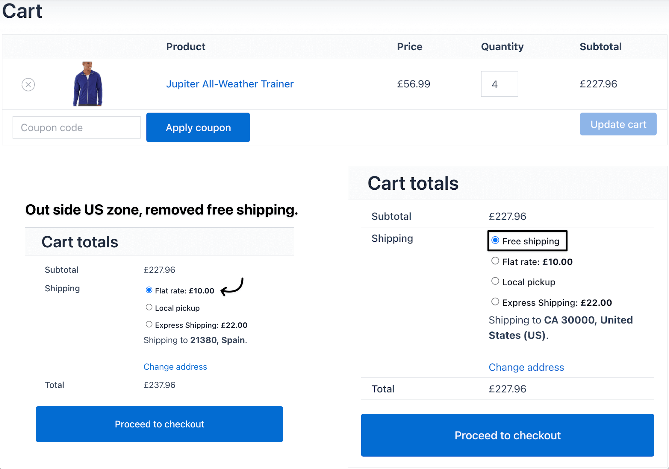 country based hide shipping for zone rule