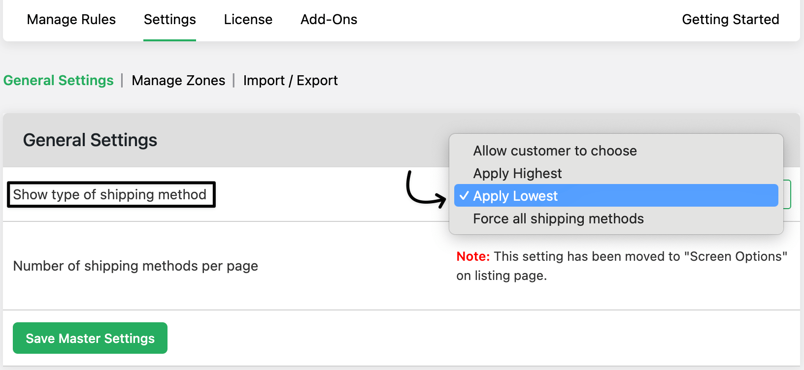 lowest price admin setting