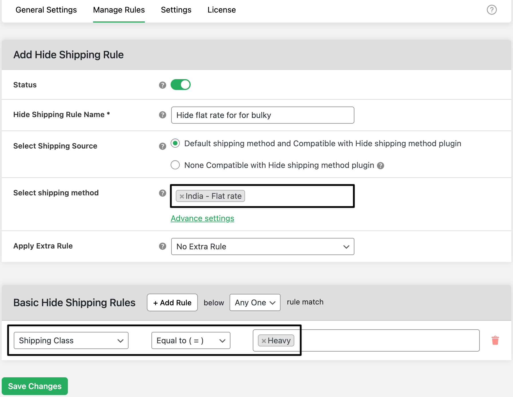 hide flat rate admin settings