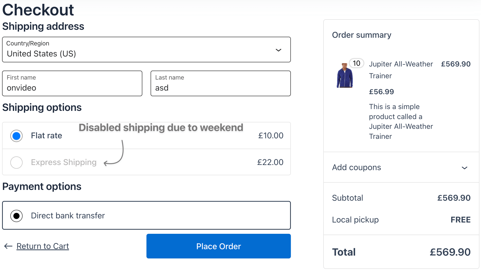 hide next day shipping on checkout