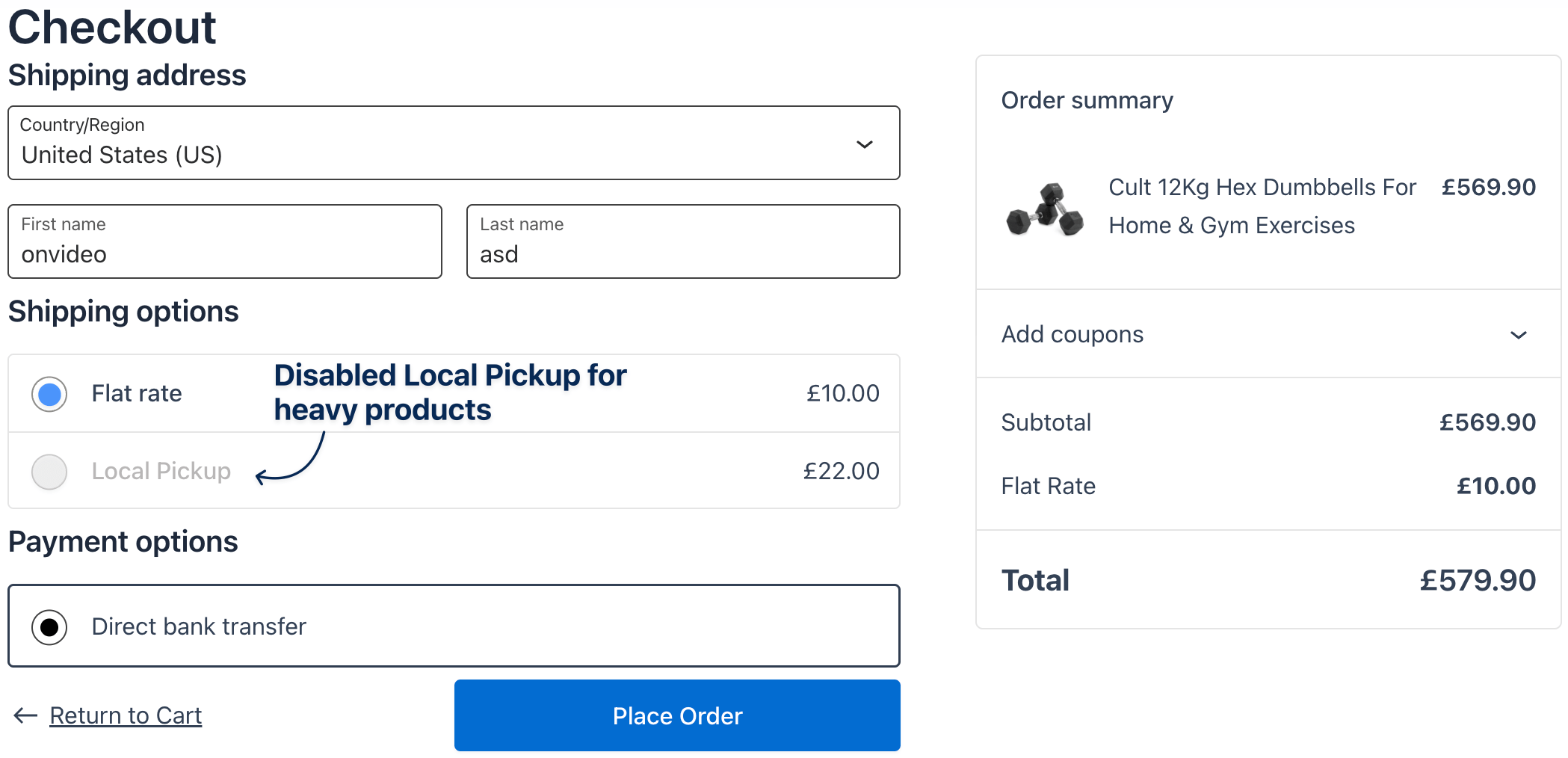 hide local pickup for heavy products checkout