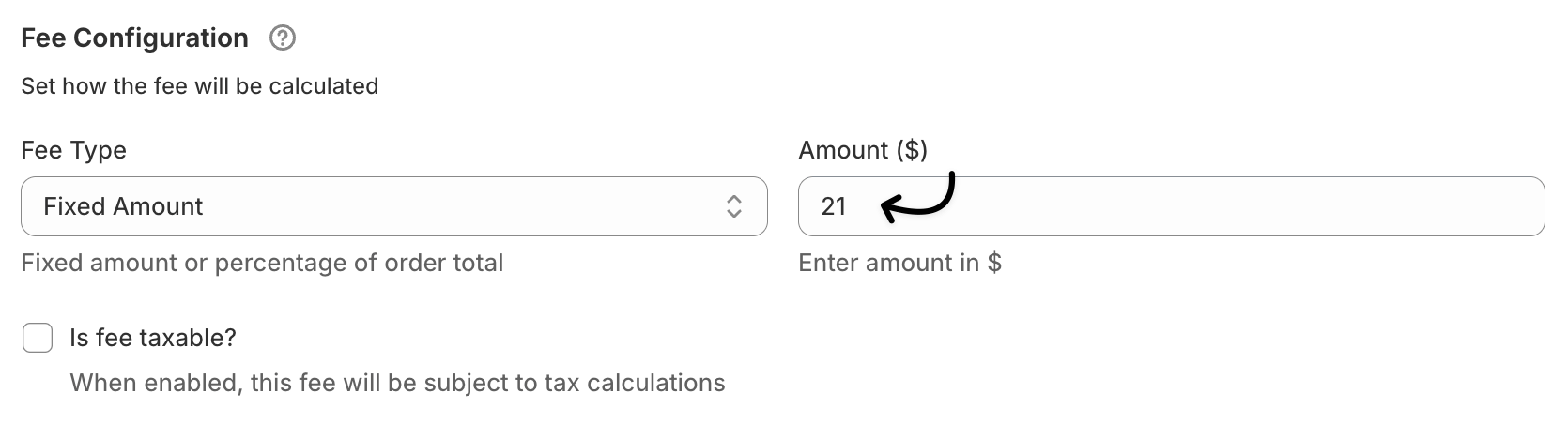 Bulk order fee amount