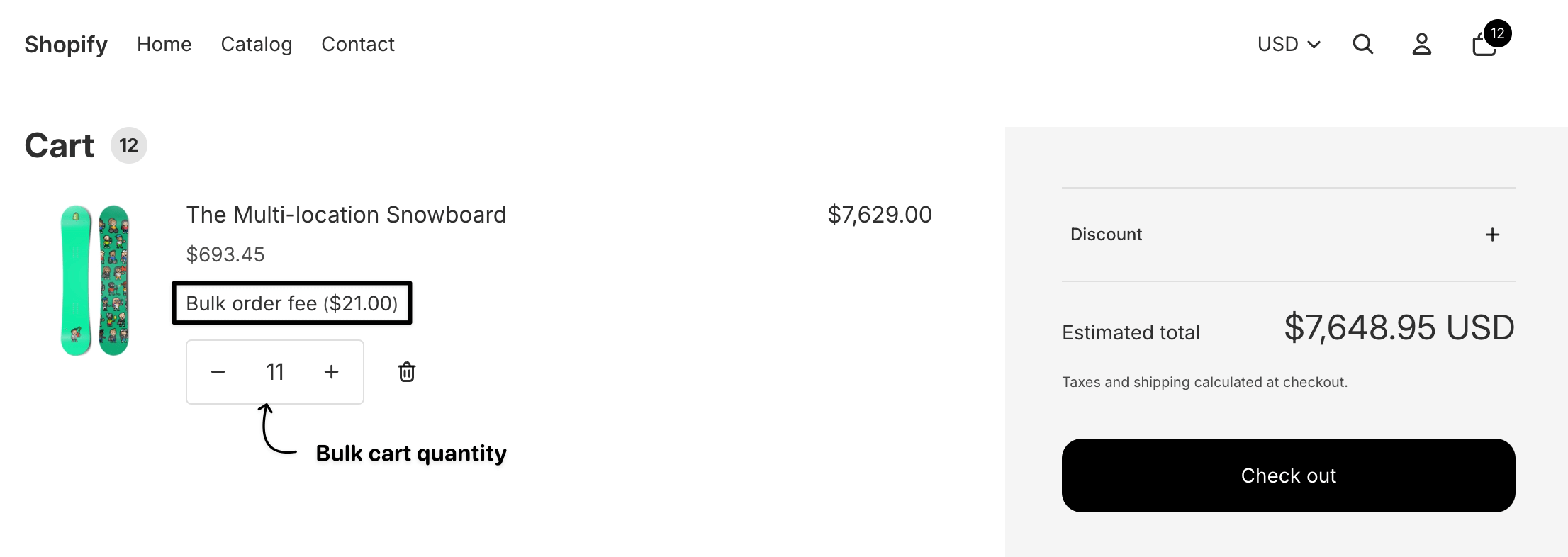 Bulk cart quantity checkout page