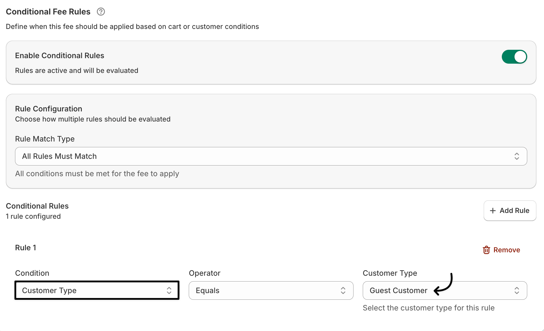 guest customer fee rules