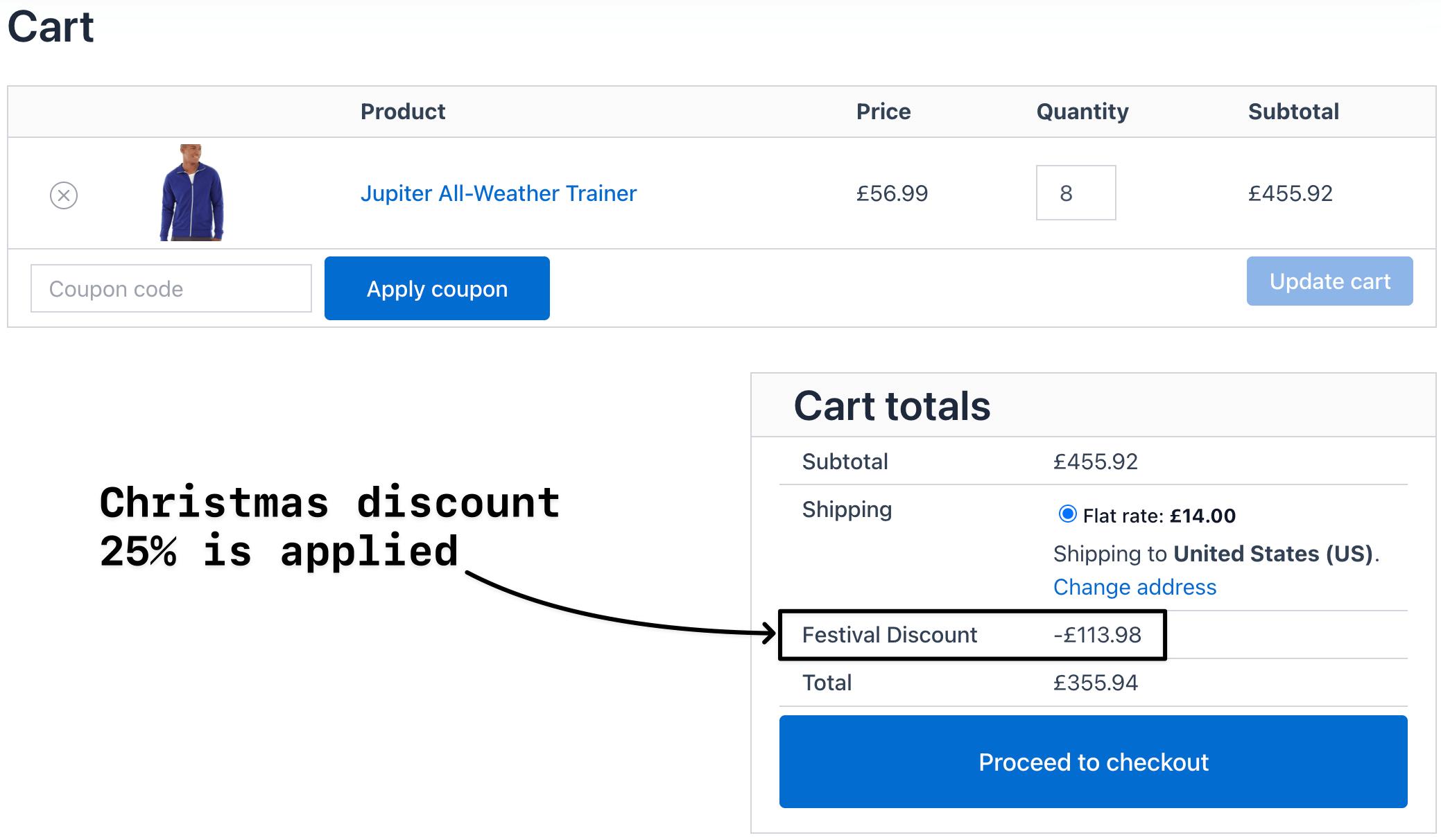 festival discount on checkout