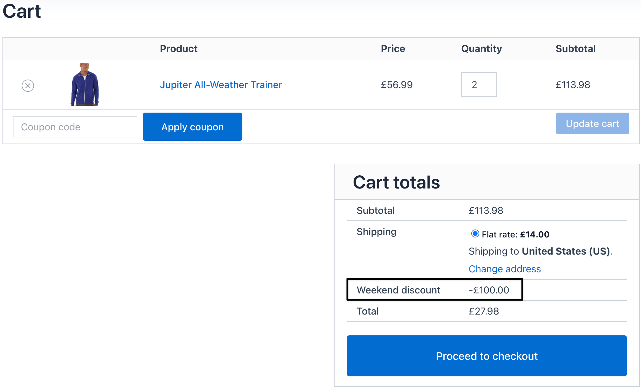 weekend discount checkout