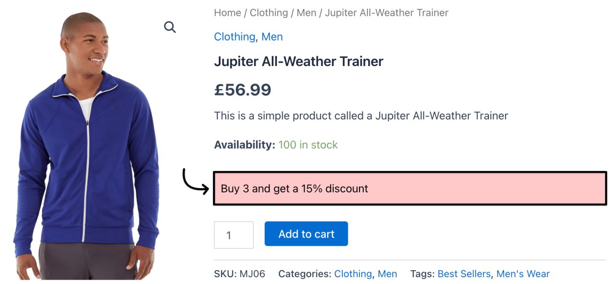 Product page discount