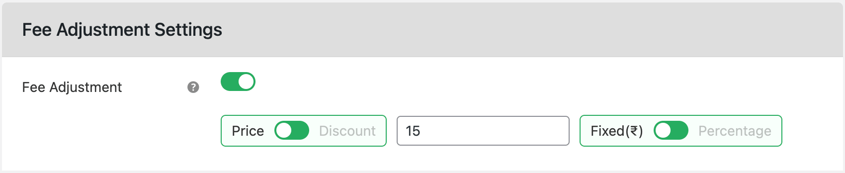 fee adjustment setting