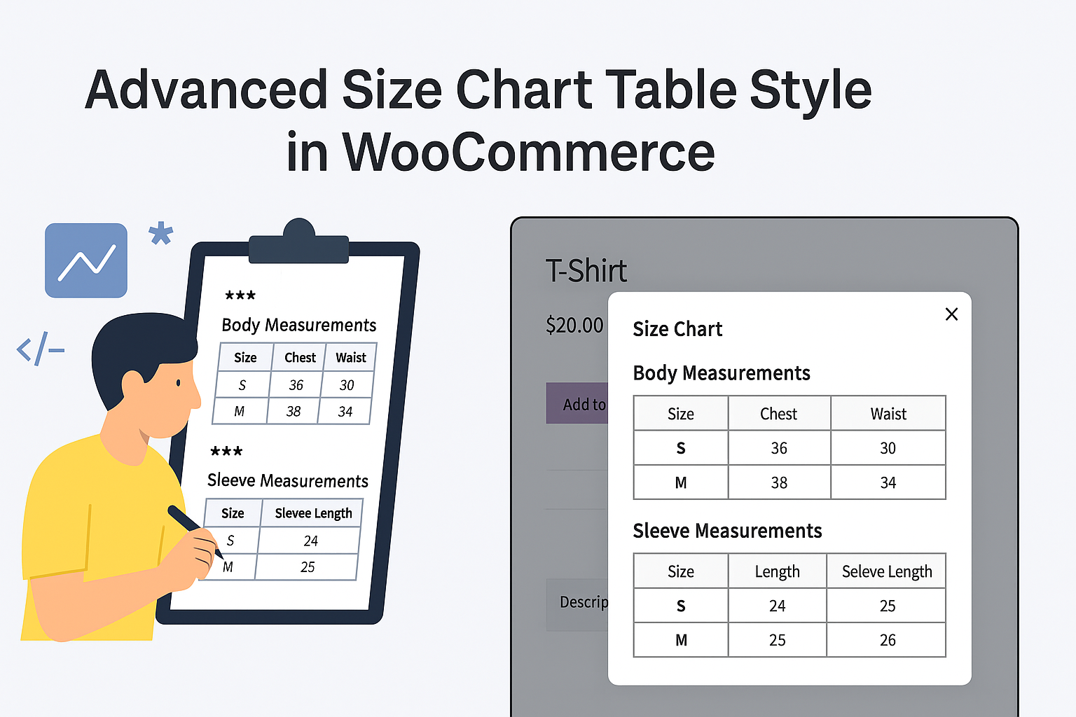 Advanced size chart table