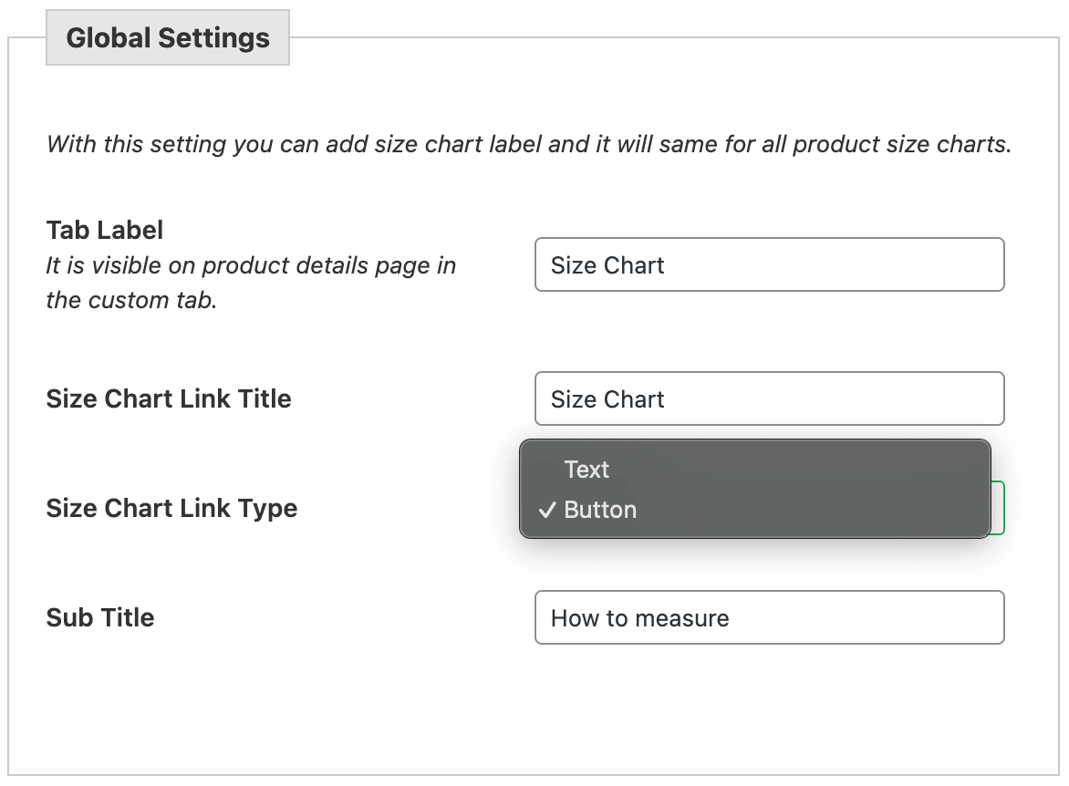 chart global settings