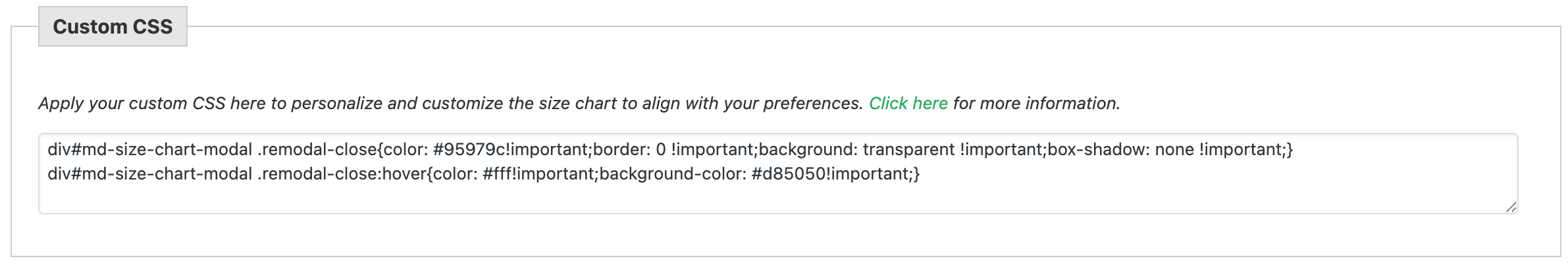 chart custom settings
