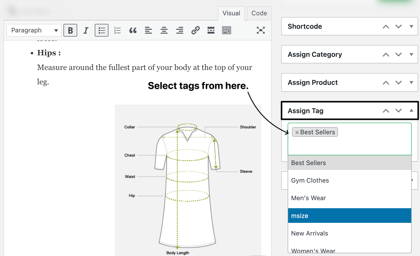 select multiple tags to assign chart