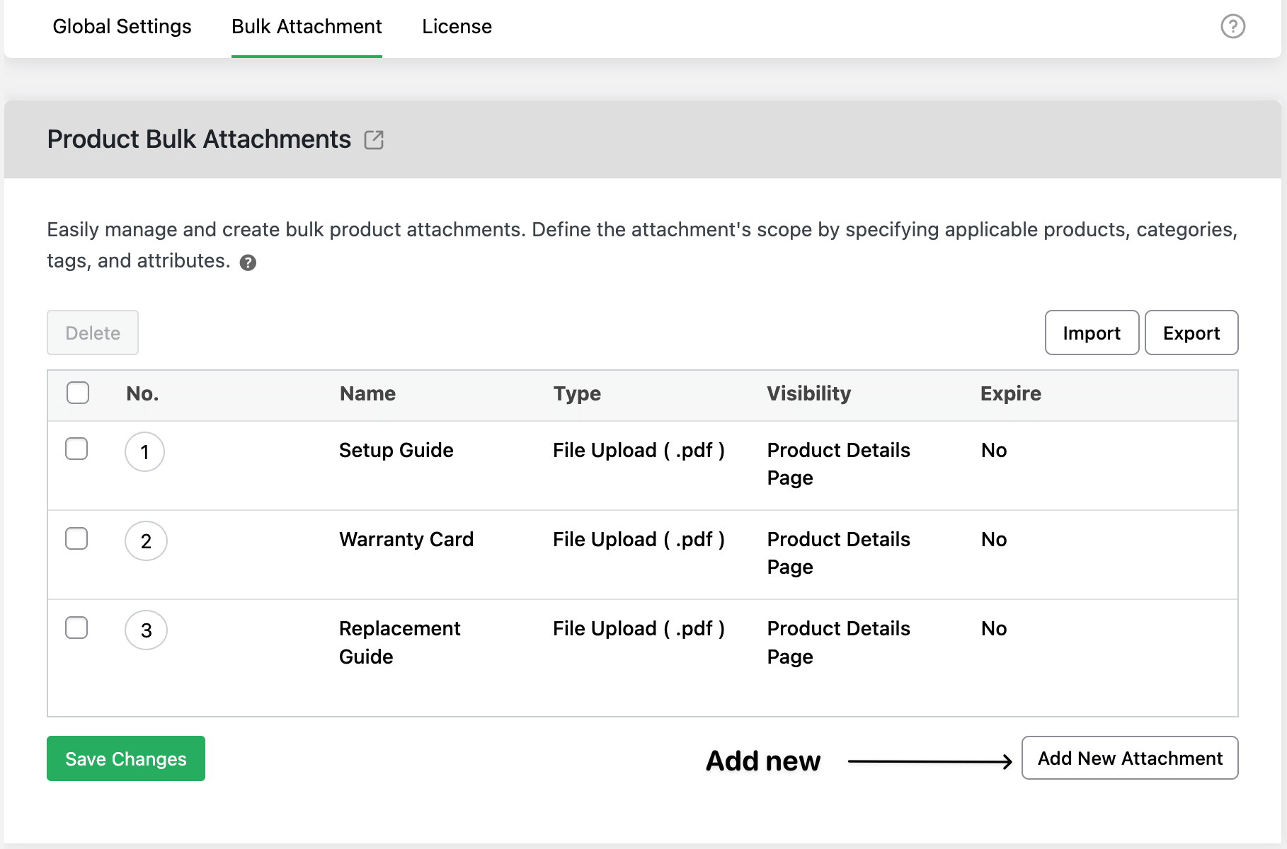 Add new bulk attachment