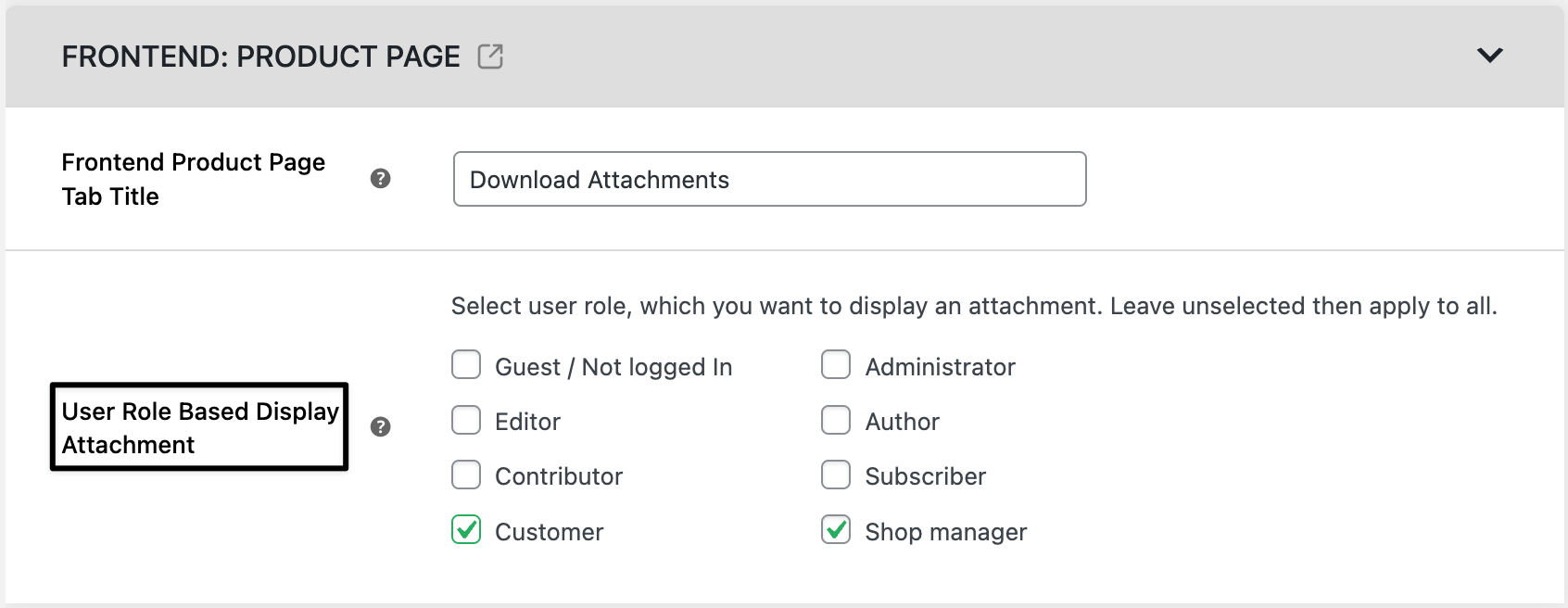 Attachments for roles
