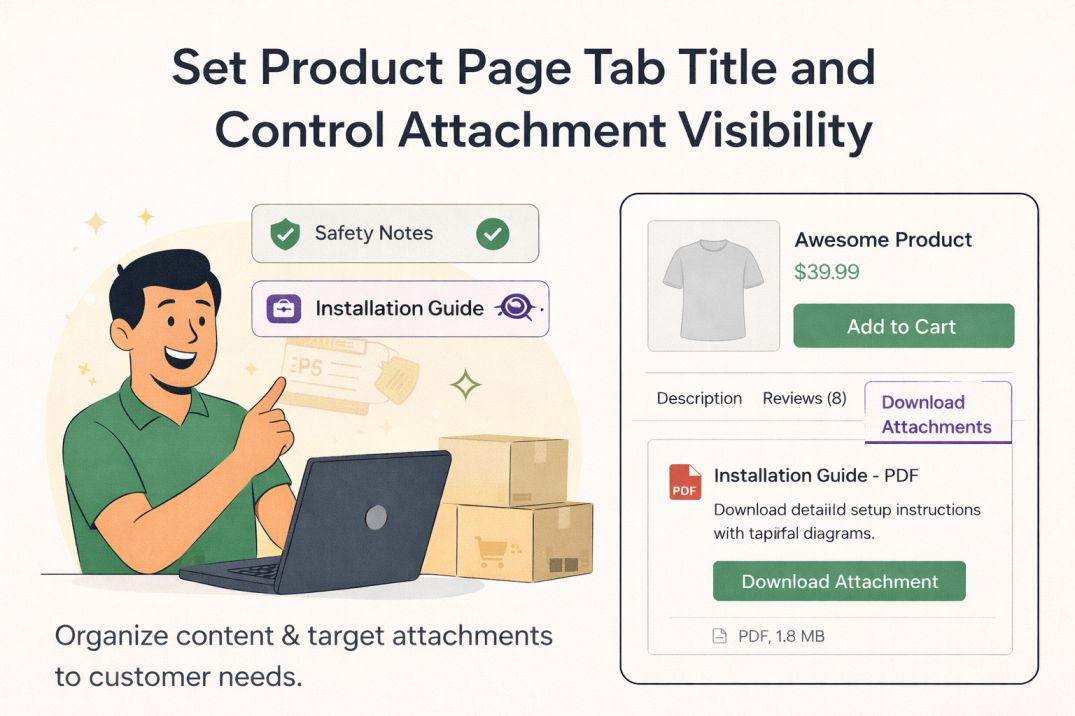 Display tab for product attachment