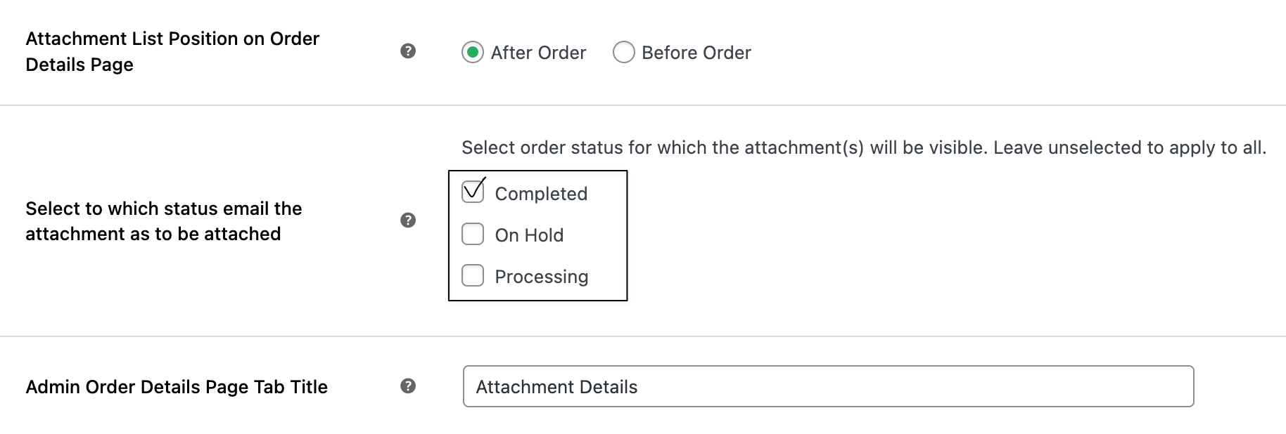 Order status to send email attachments