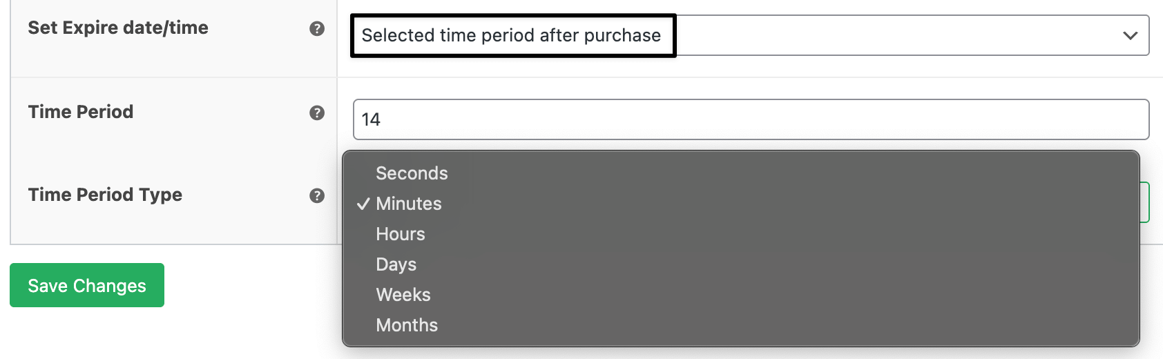 Date and time option