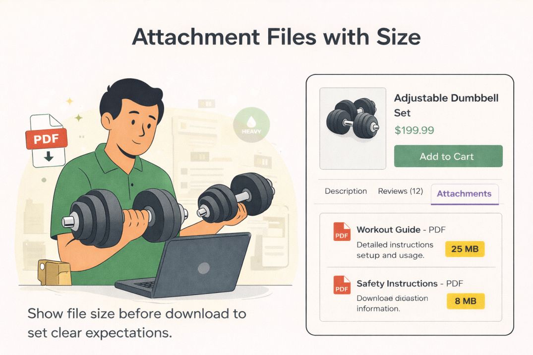 attachments with size
