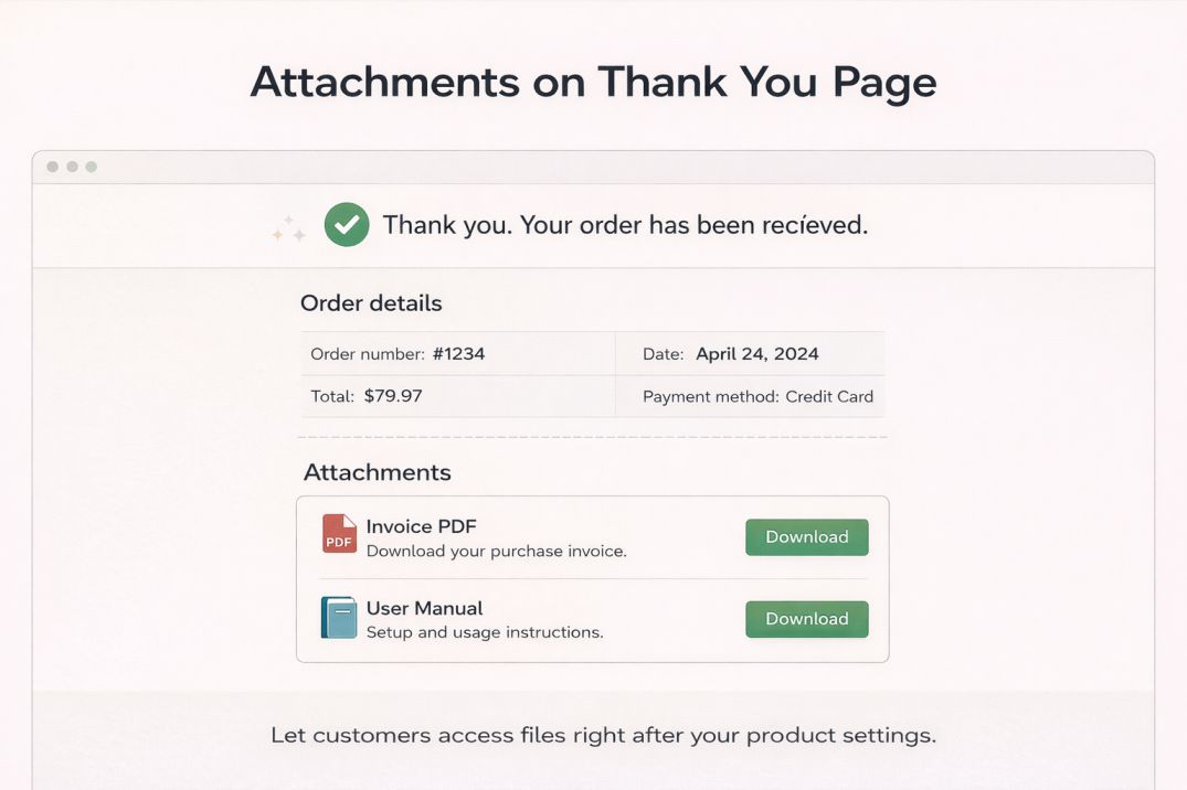 Attachments on thank you page