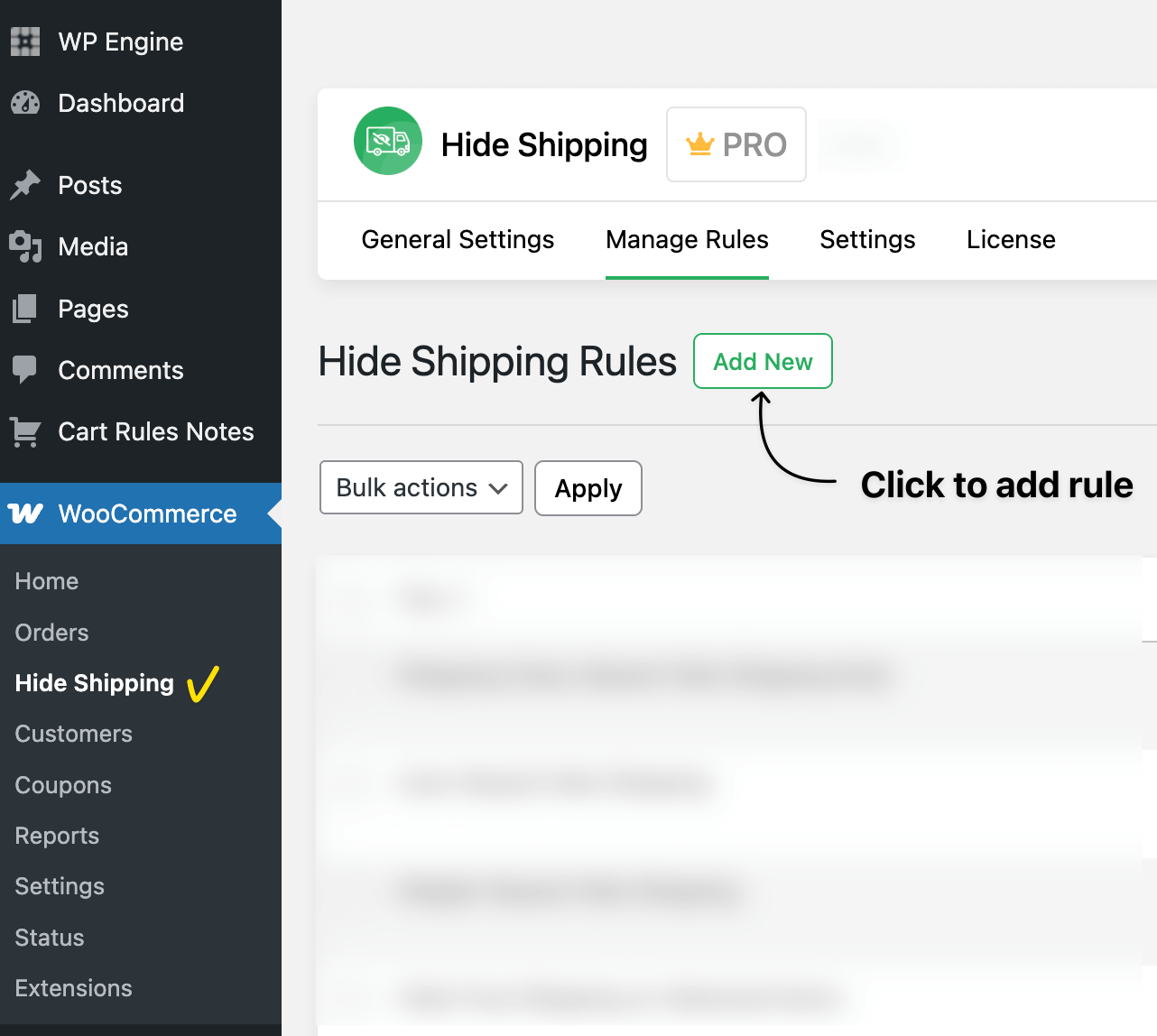 Click to setup rules