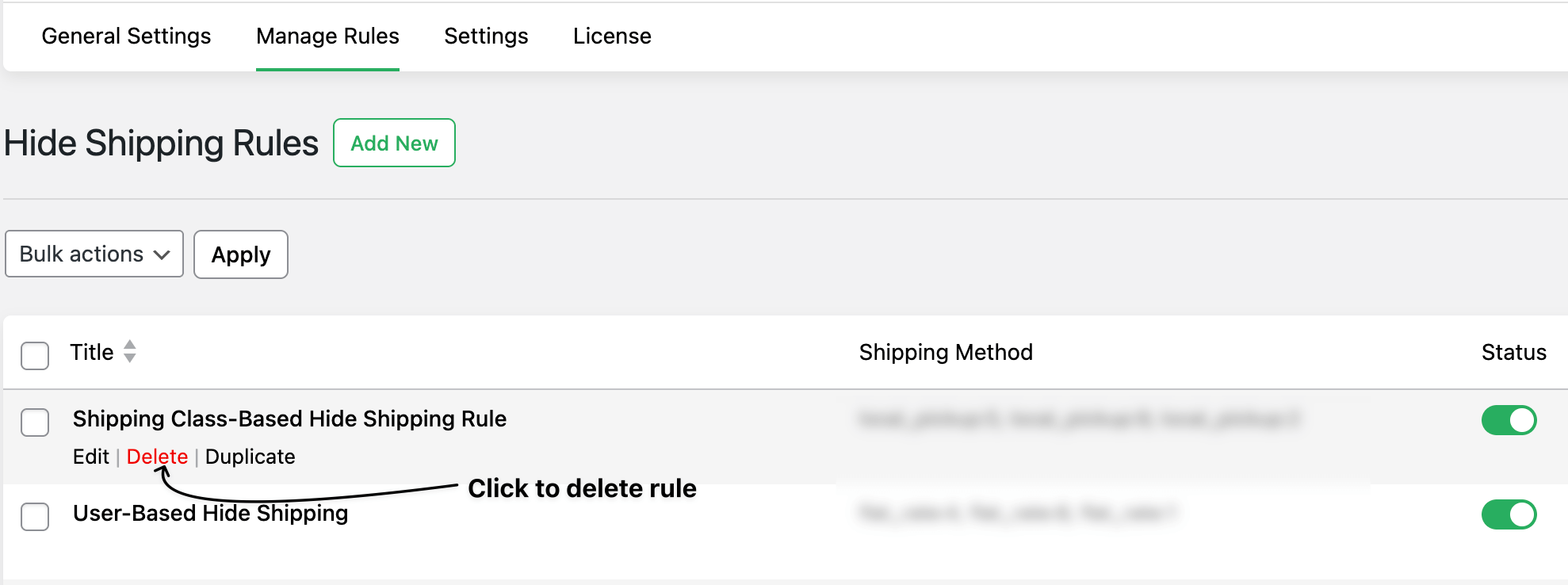 Delete specific rule