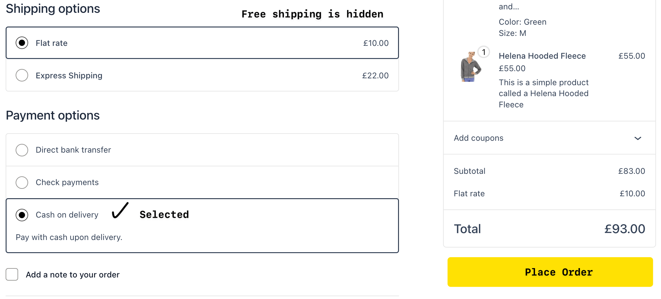 Free shipping hidden