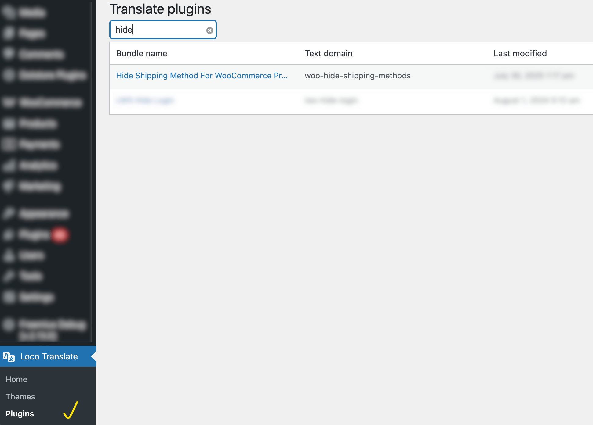 Translate hide shipping