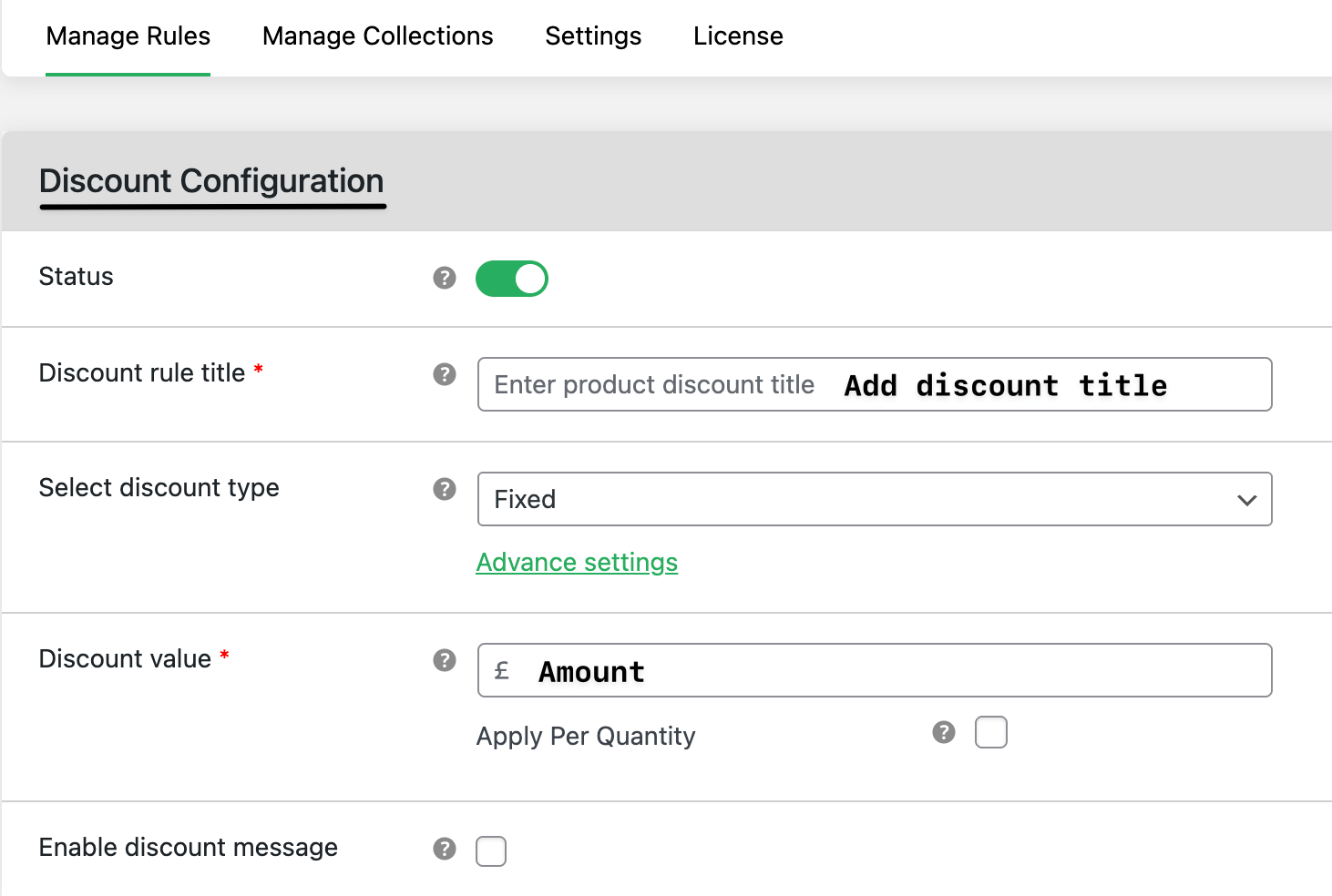 Configure discount rules