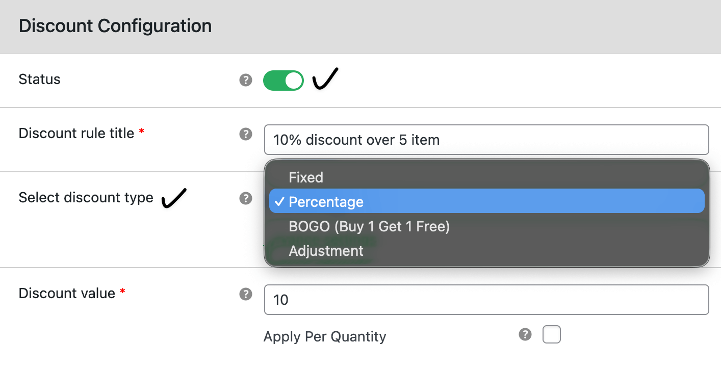 Select discount type