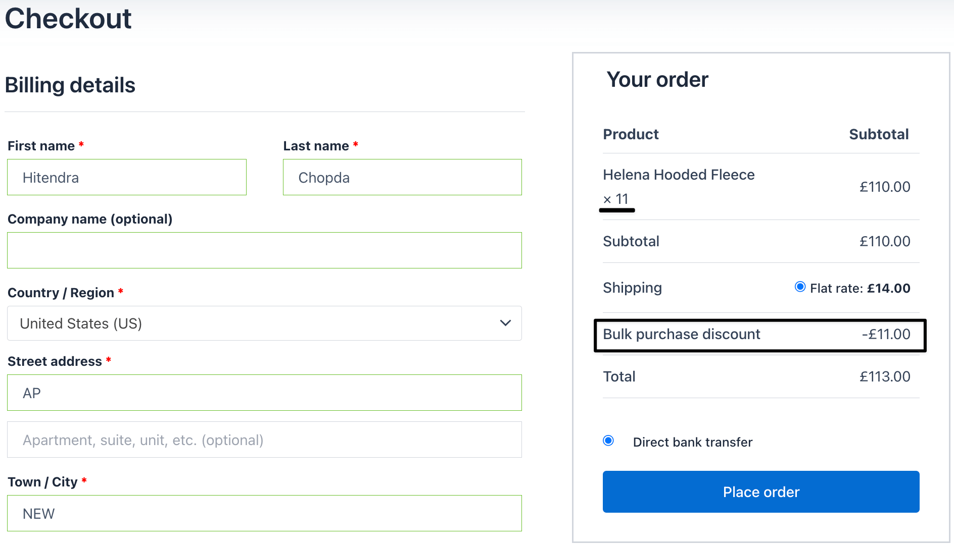 Bulk purchase discount