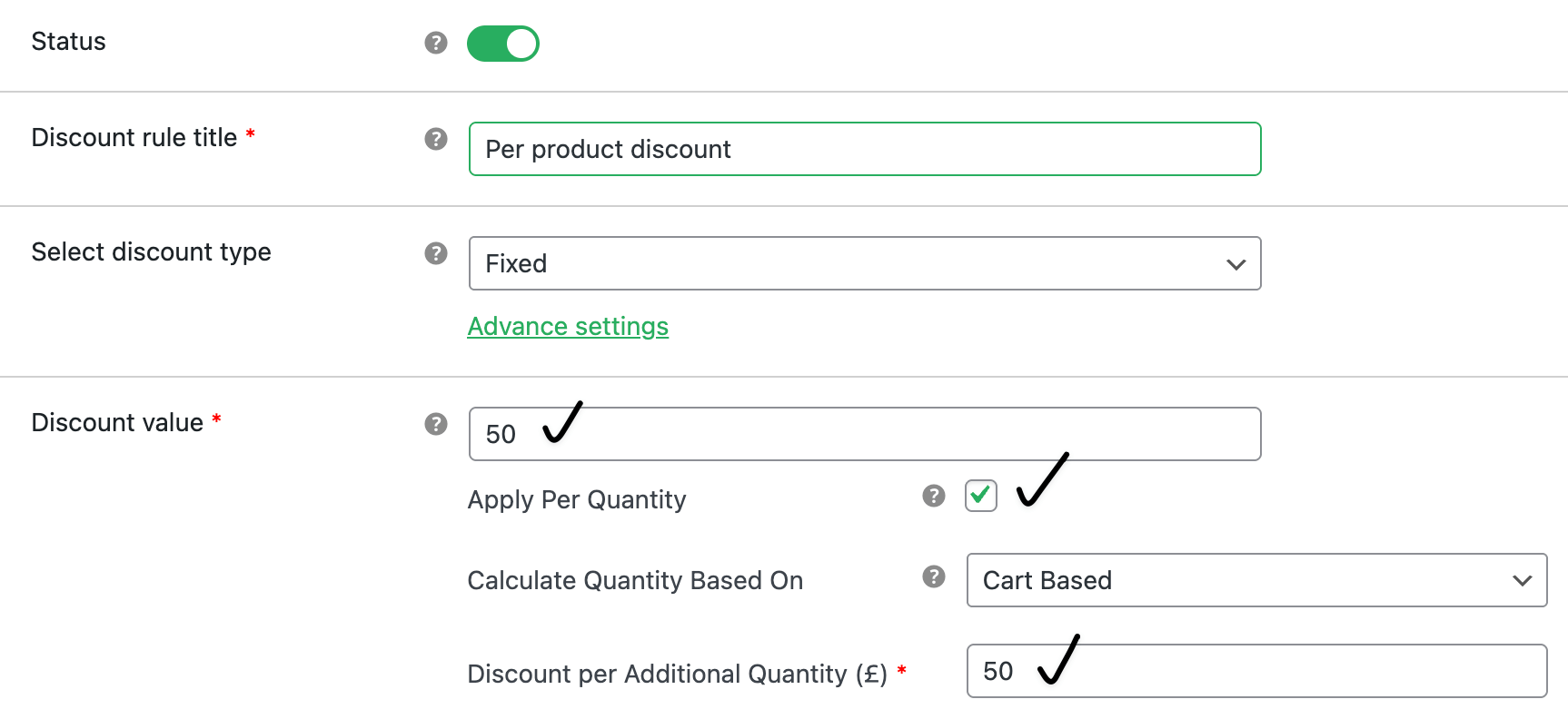 Per product discount