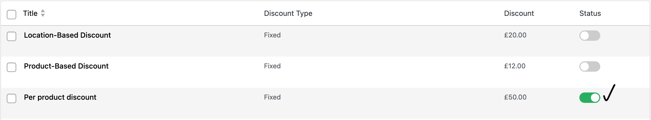 Enable discount rule