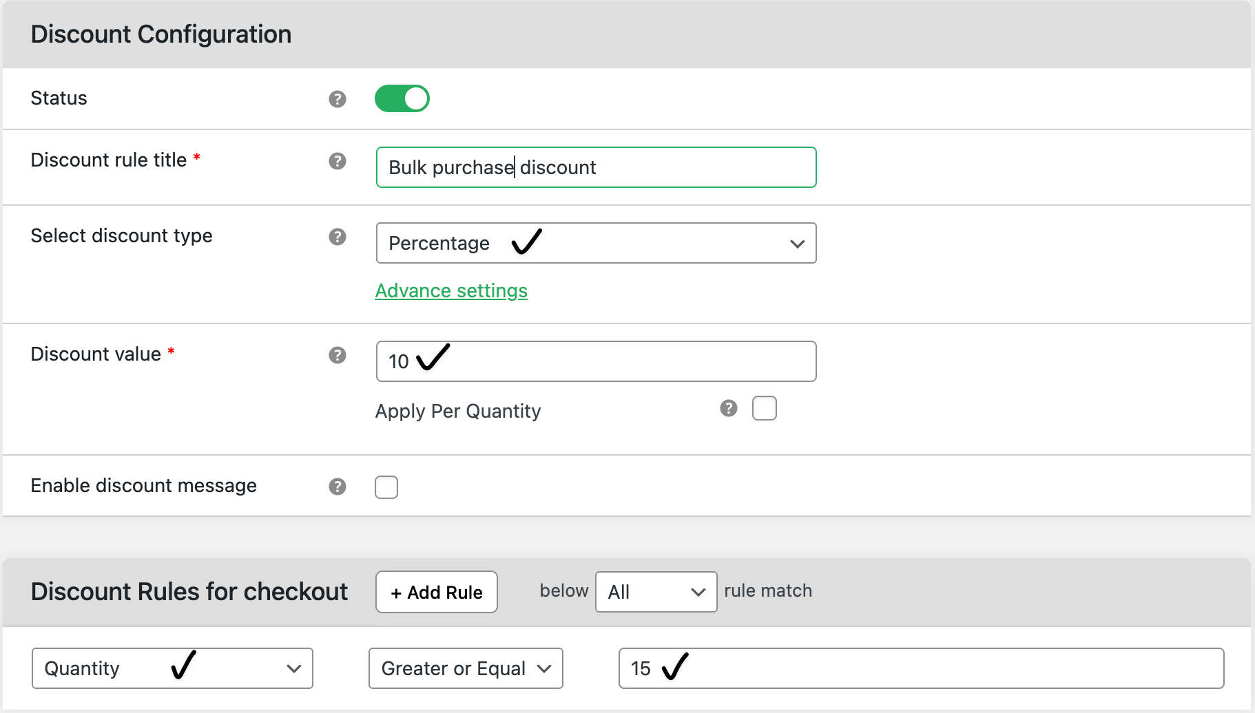 Bulk purchase discount