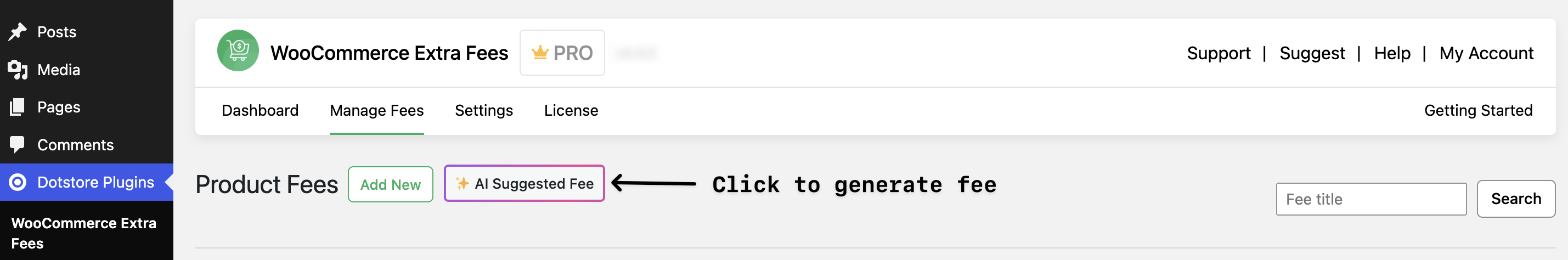 Click to generate AI based fee