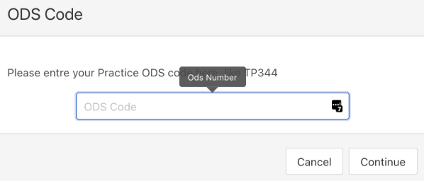 OPERA onboarding Step 2 – Entering practice ODS code