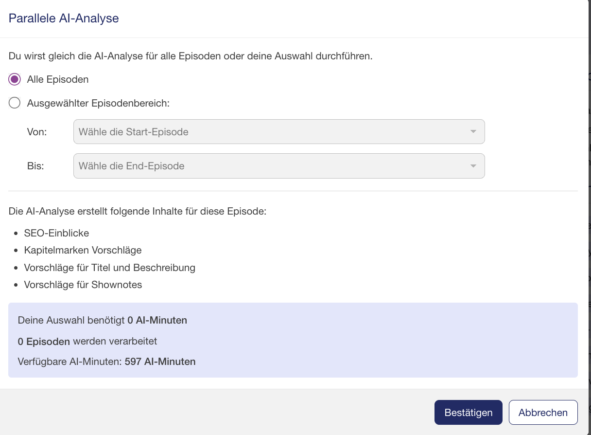 KI Analyse - Episodenauswahl