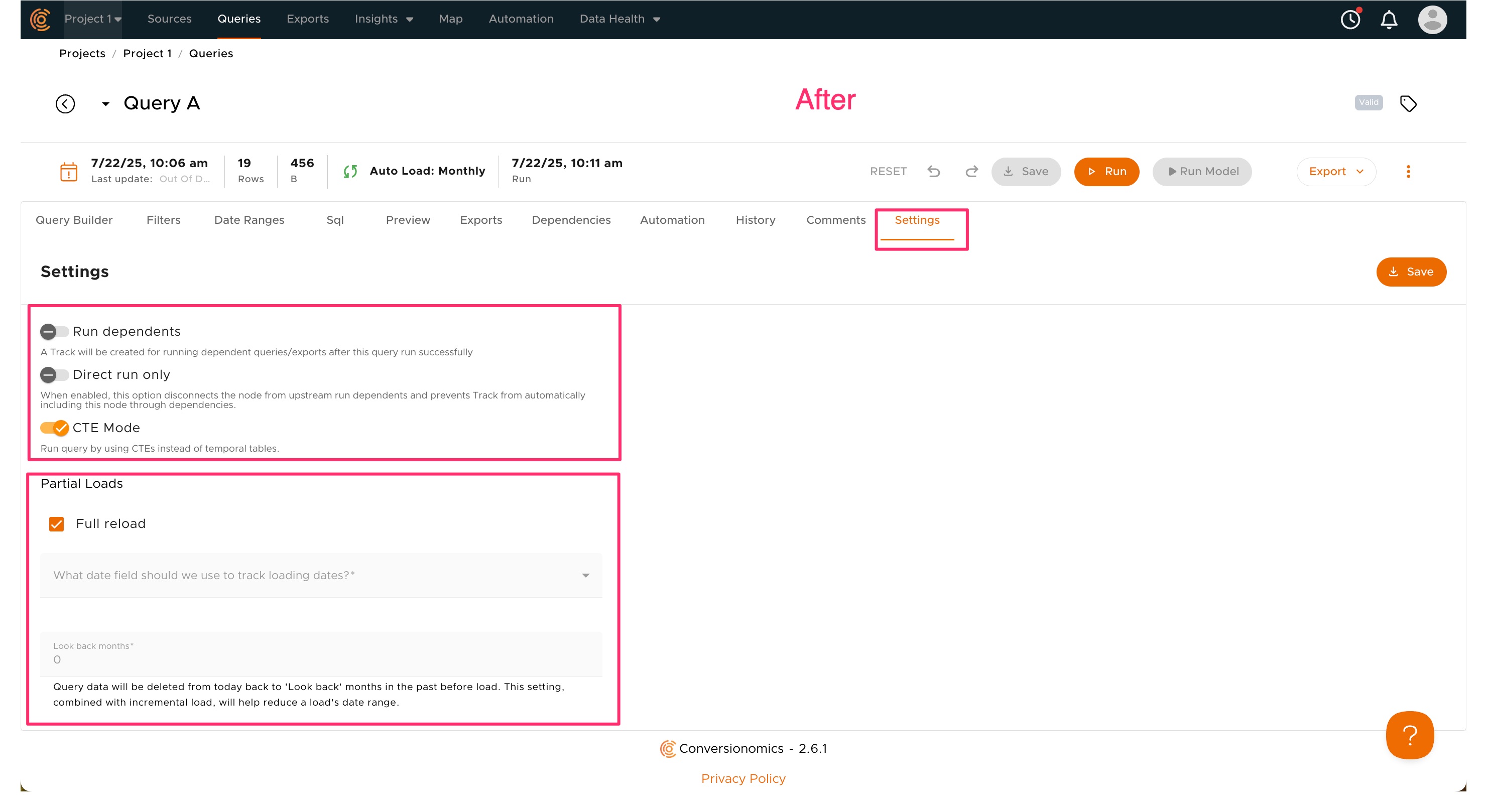 Query Settings Moved to Settings Tab - Conversionomics Knowledge Base