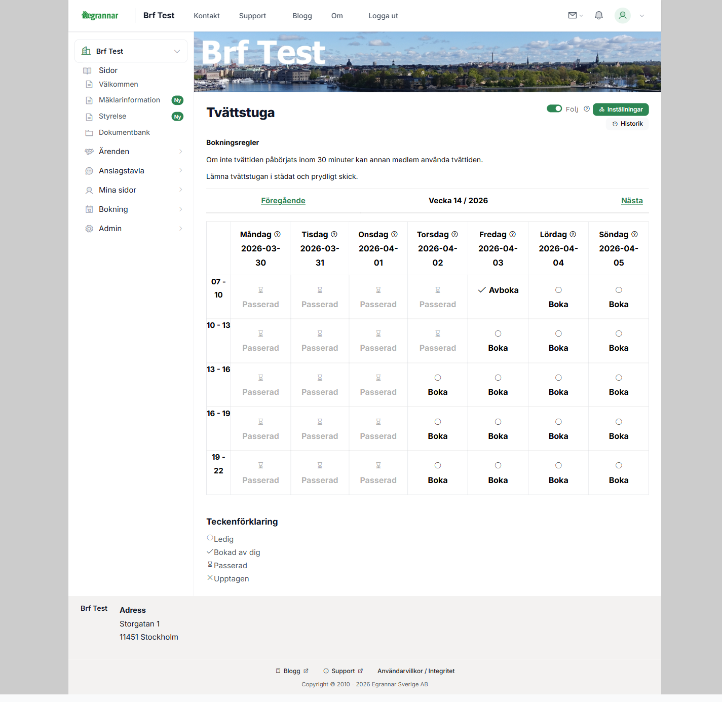 Bokningskalender med veckovy